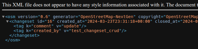 Changeset read API response screenshot