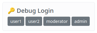 Debug login panel screenshot
