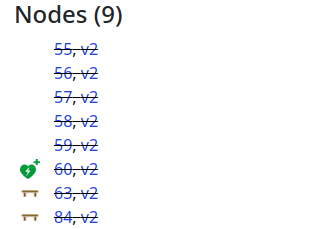 Elements view, showcasing deleted nodes with defibrillator and bench icons