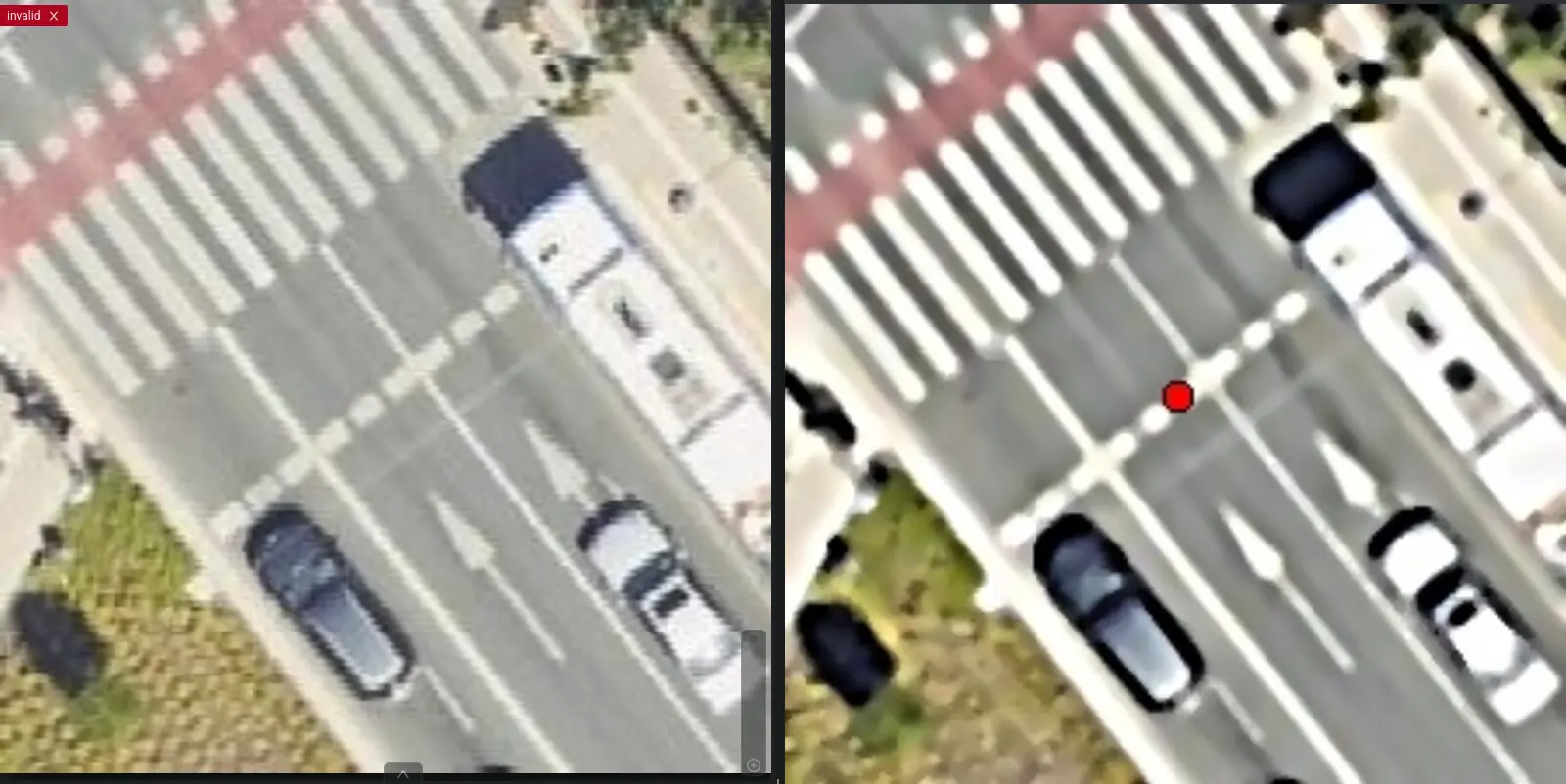 Comparison of the original orthophoto (left) and the preprocessed one (right)